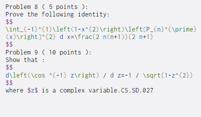 Problem 8 ( 5 points ): Prove the following identity: | Chegg.com