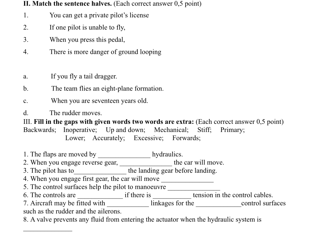 Solved II. Match the sentence halves. (Each correct answer | Chegg.com