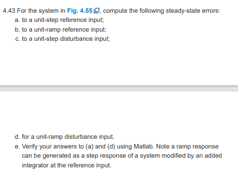 Solved 4.43 For the system in Fig. 4.55, compute the | Chegg.com