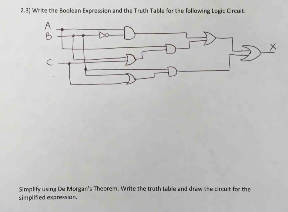 Solved 2.3) Write the Boolean Expression and the Truth Table | Chegg.com
