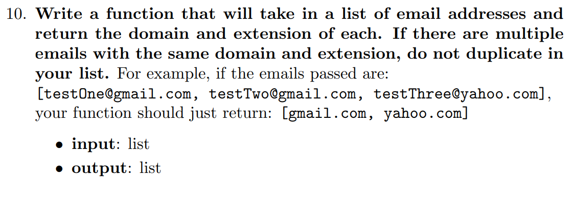 Solved 10. Write a function that will take in a list of | Chegg.com