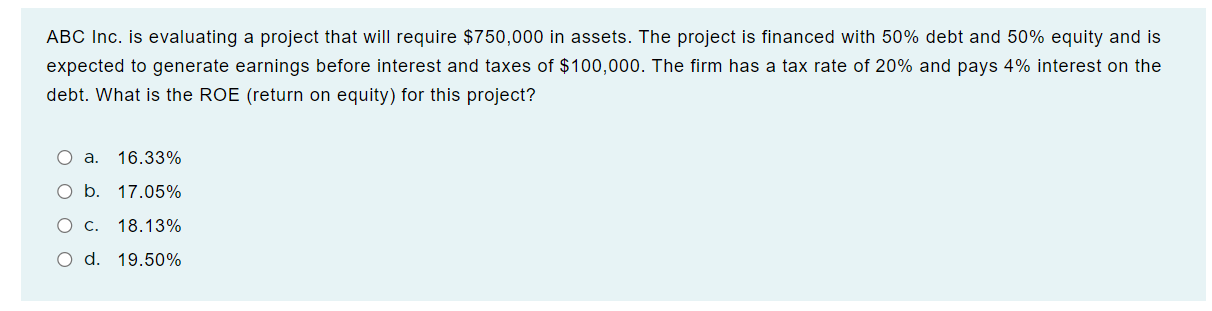 Solved ABC Inc. is evaluating a project that will require | Chegg.com
