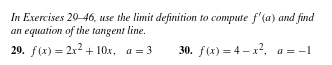Solved In Exercises 20-46, use the limit definition to | Chegg.com