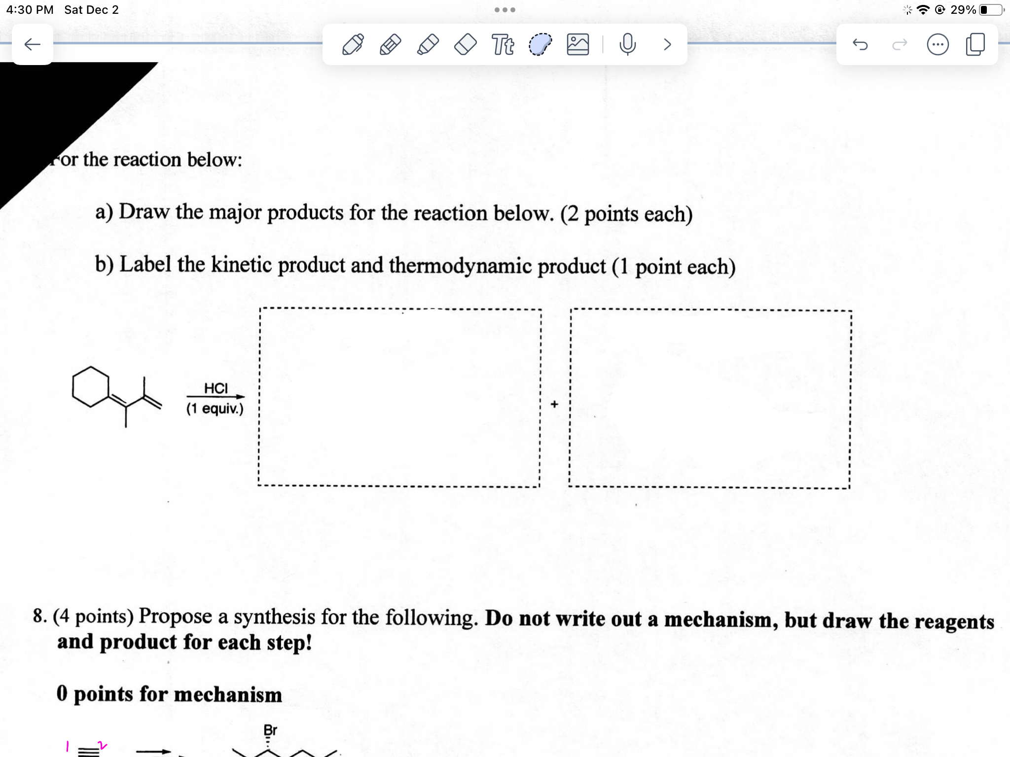 Solved Or The Reaction Below A Draw The Major Products For