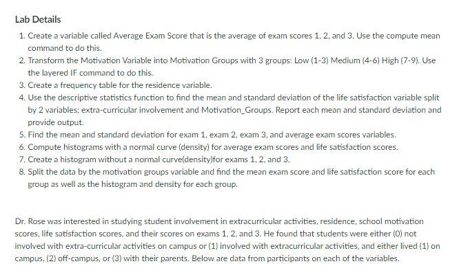 Solved Lab Details 1. Create a variable called Average Exam | Chegg.com