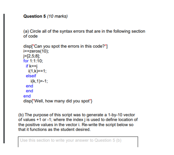 Solved Question 5 (10 marks) (a) Circle all of the syntax | Chegg.com