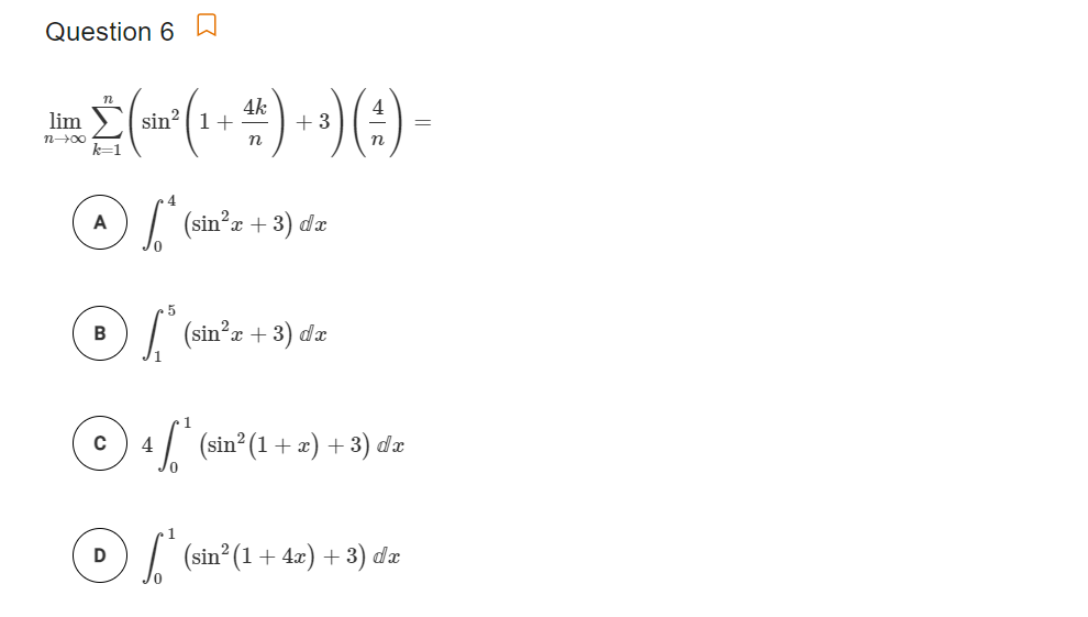 Solved Question 6 A Lim N 00 K 1 E 1 5 Si Chegg Com