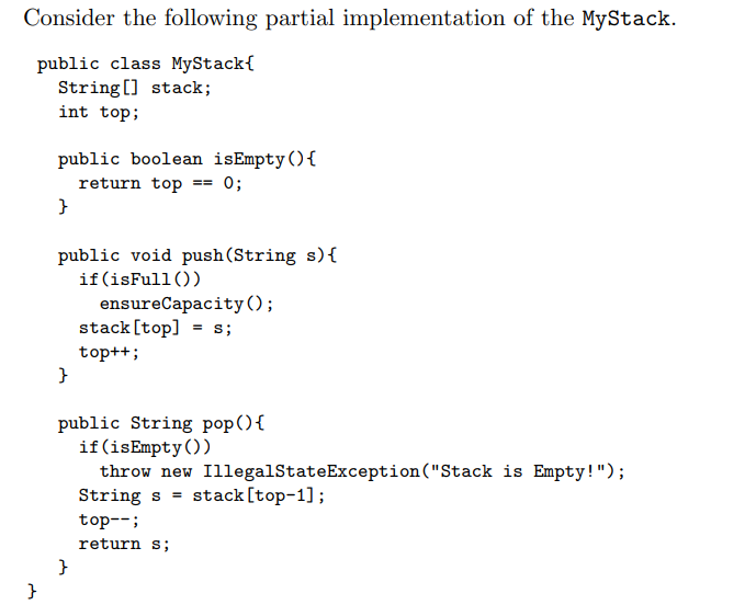 Solved Consider the following partial implementation of the | Chegg.com