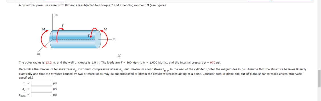 Solved A cylindrical pressure vessel with flat ends is | Chegg.com