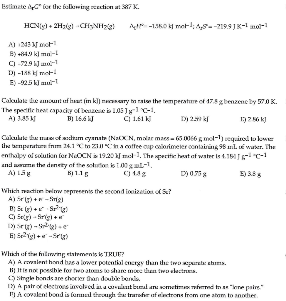 Solved Estimate ArGº for the following reaction at 387 K. | Chegg.com