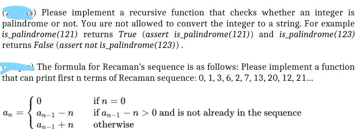 Solved 15) Please implement a recursive function that checks | Chegg.com
