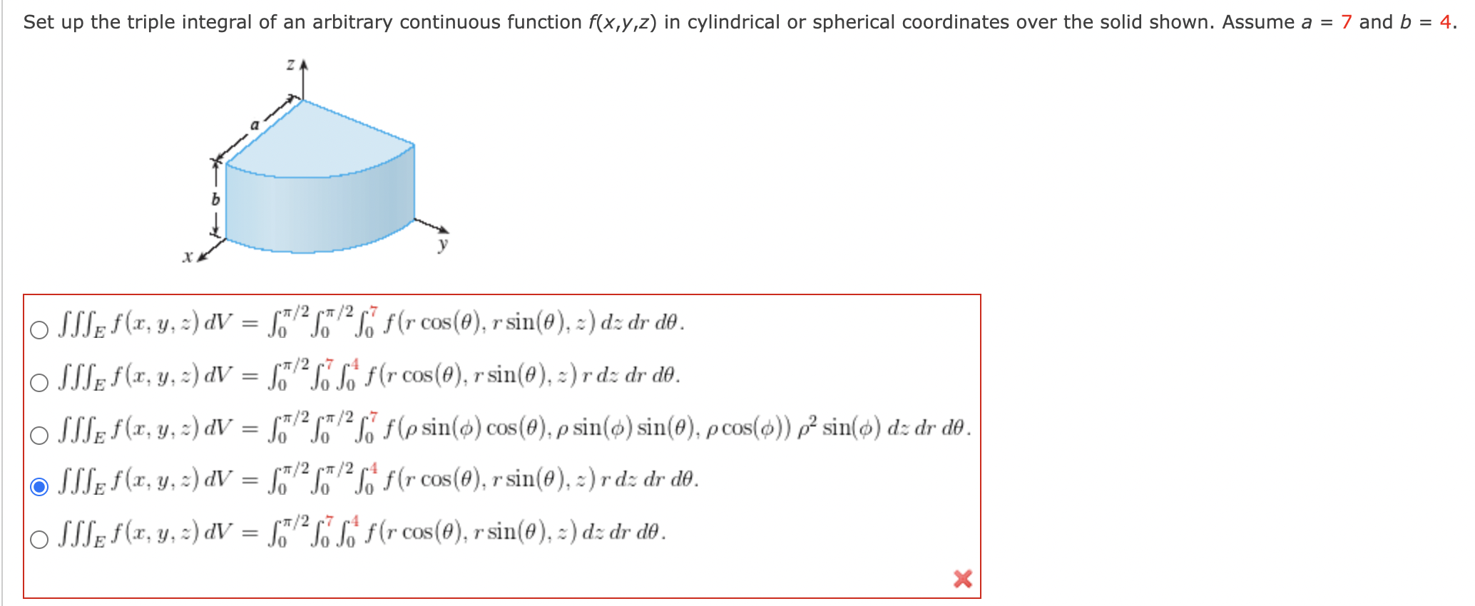Solved Set up the triple integral of an arbitrary continuous | Chegg.com