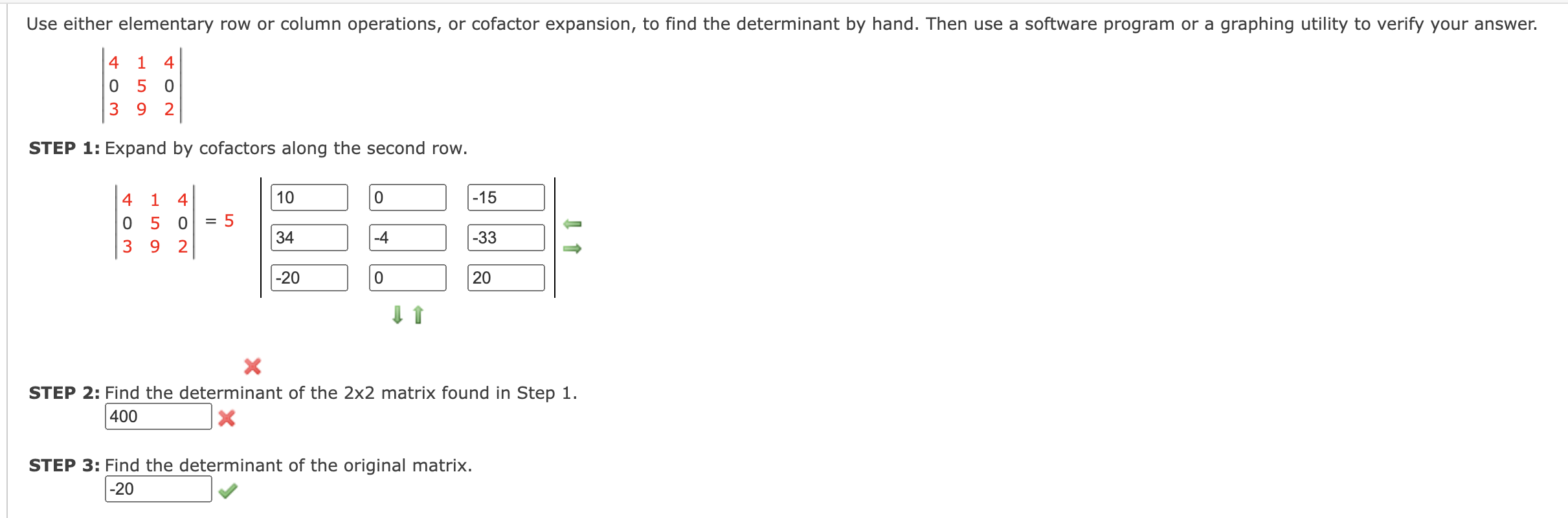 Solved Use either elementary row or column operations, or | Chegg.com