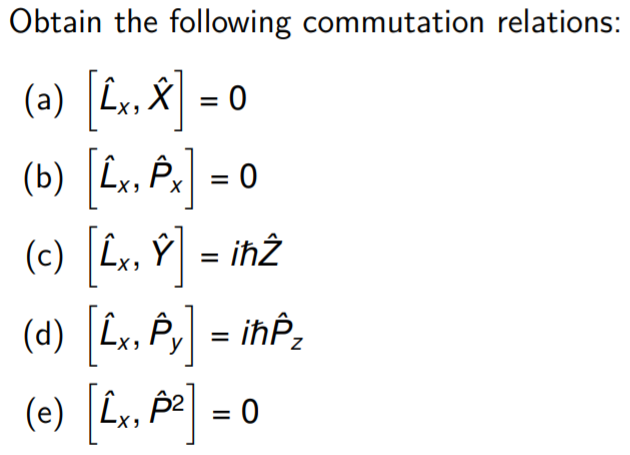 Solved Obtain The Following Commutation Relations: (a) [Lx, | Chegg.com