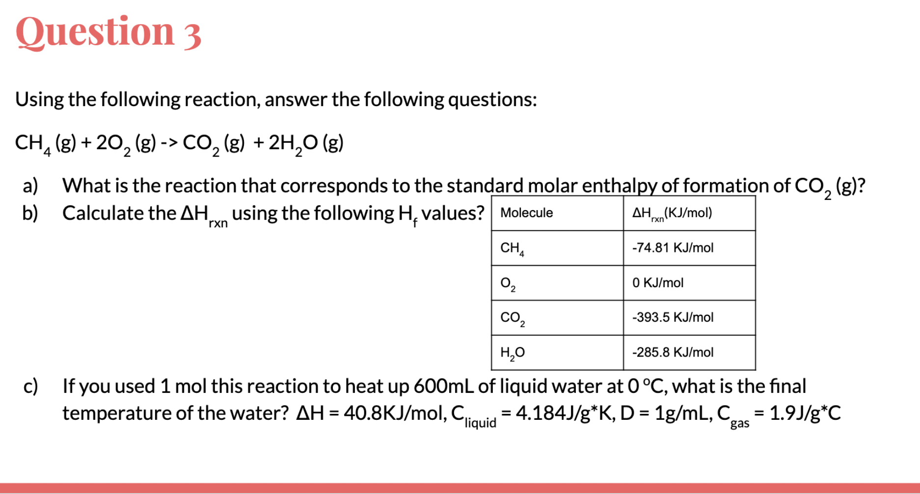 Solved Using The Following Reaction, Answer The Following | Chegg.com