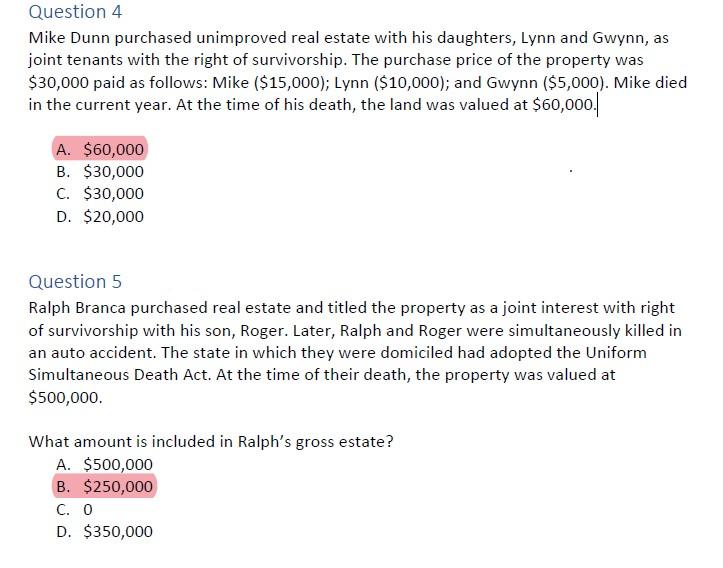 Solved Question 4 Mike Dunn purchased unimproved real estate