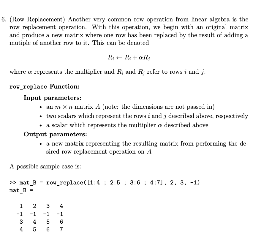 Solved 6. (Row Replacement) Another very common row | Chegg.com