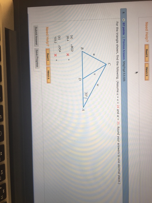 Solved For the triangle shown, find the following. (Assume u | Chegg.com