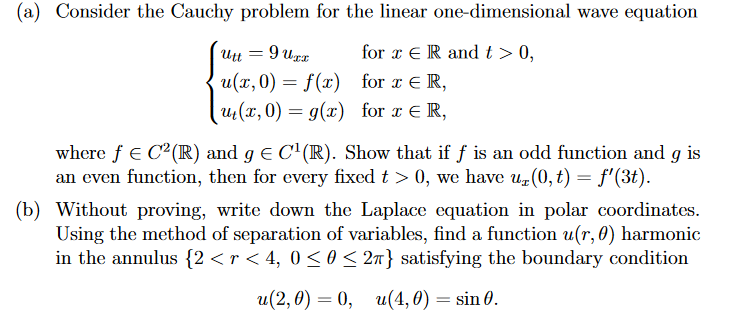 Solved (a) Consider the Cauchy problem for the linear | Chegg.com
