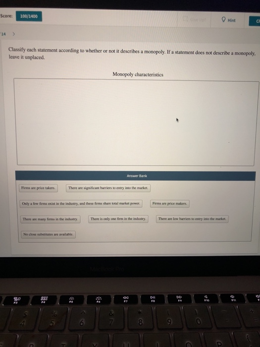 Solved Score 100/1400 Hint 14 Classify each statement | Chegg.com