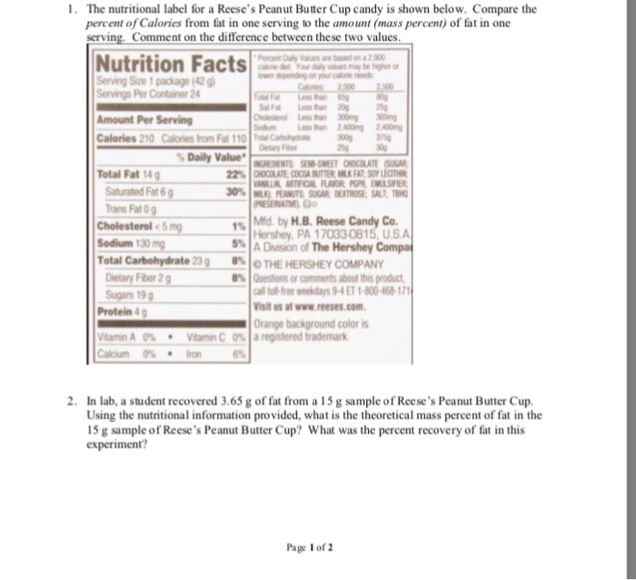 30 Reese's Peanut Butter Cup Nutrition Label - Label Design Ideas 2020