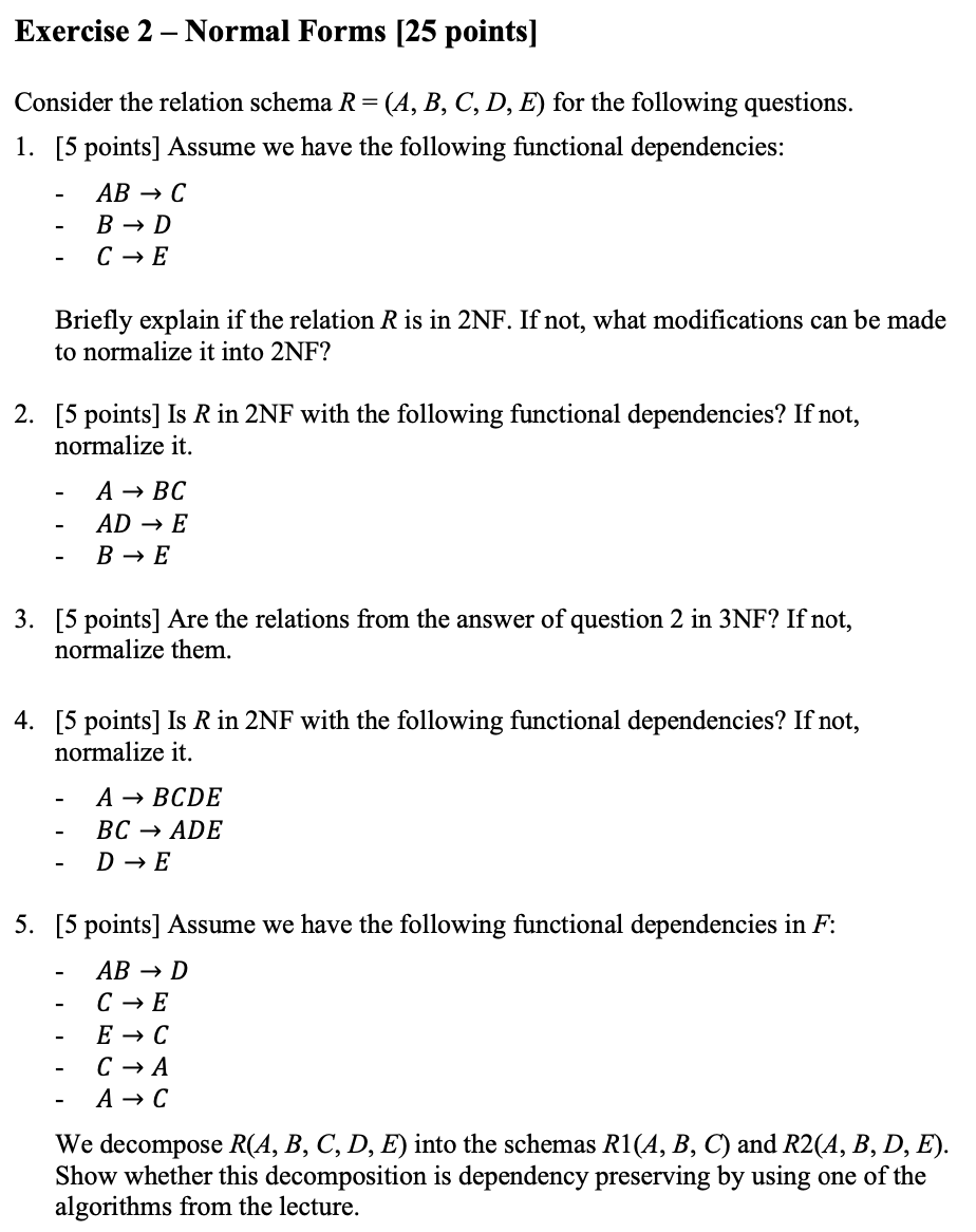 Solved Exercise 2 - Normal Forms (25 points] Consider the | Chegg.com