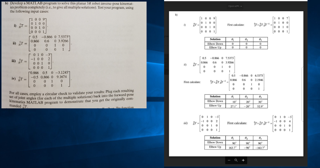 Solved b) Develop a MATLAB program to solve this planar 3 R | Chegg.com