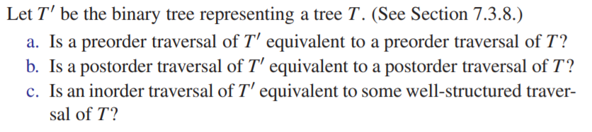 Solved Let T' be the binary tree representing a tree T. (See | Chegg.com