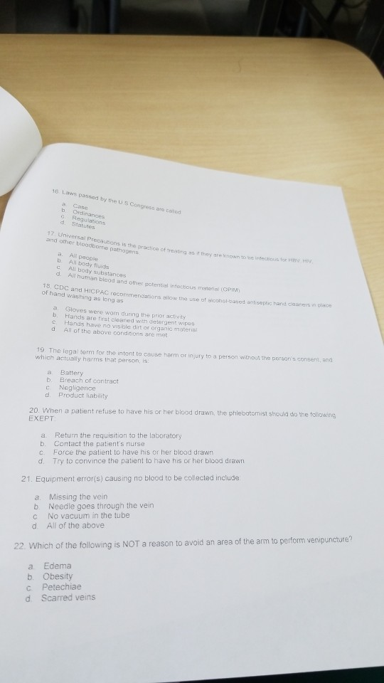 ter Practice Examinstion Bluestoppered tubes are