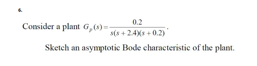Solved Consider a plant Gp(s)=s(s+2.4)(s+0.2)0.2. Sketch an | Chegg.com