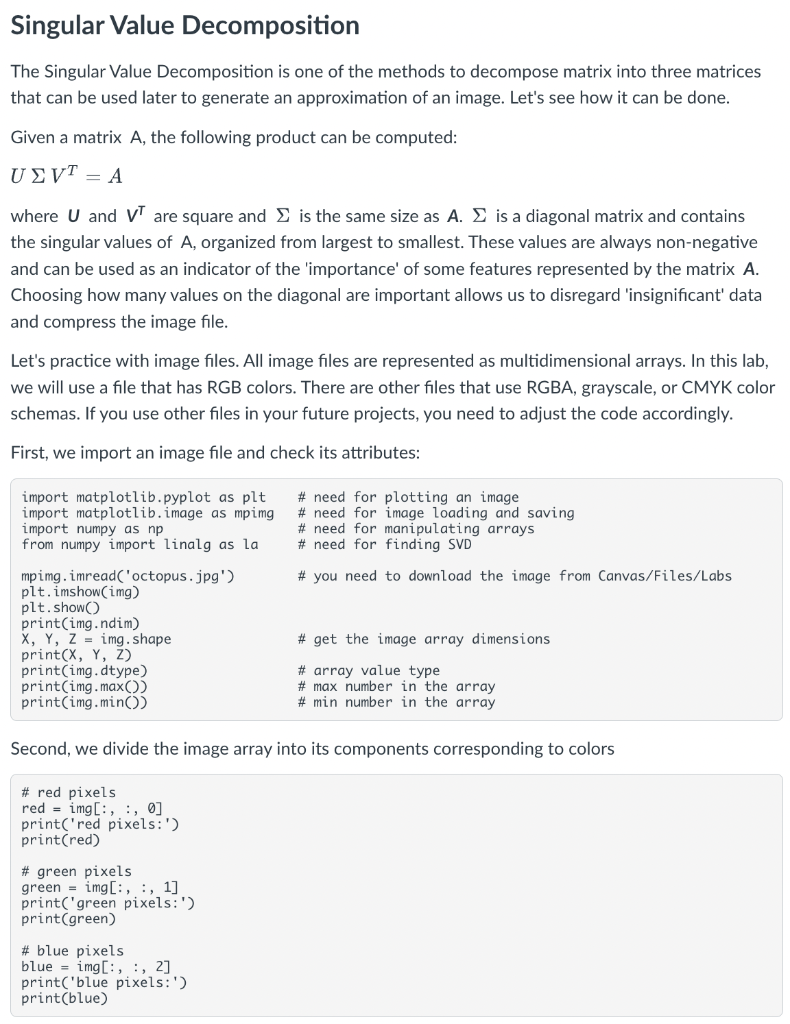 Solved Singular Value Decomposition The Singular Value | Chegg.com