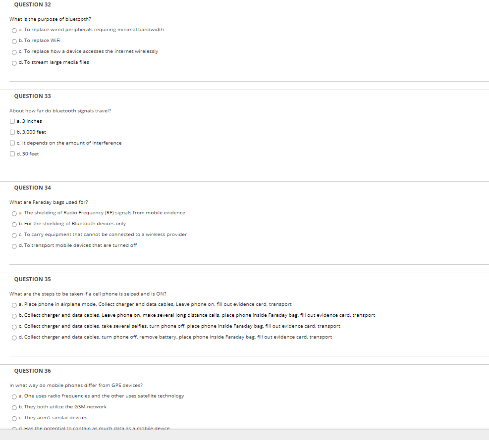 Solved QUESTION 32 What is the purpose of bluetooth? a. To