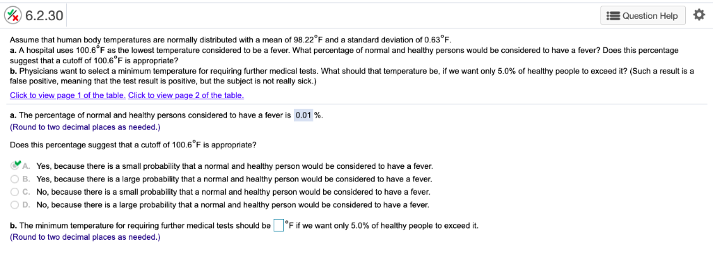 Solved % 6.2.30 Question Help Assume that human body | Chegg.com
