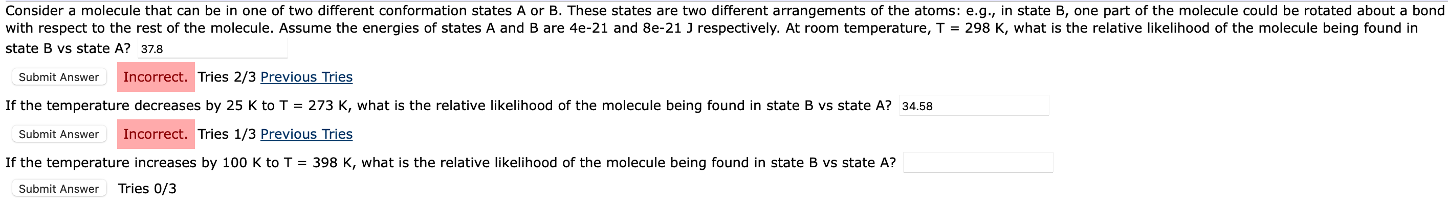 Solved State B Vs State A? Tries 2/3 Previous Tries If The | Chegg.com