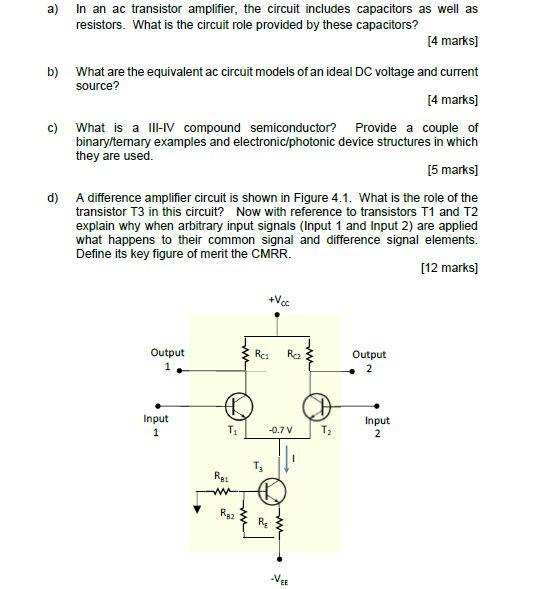 Solved A) In An Ac Transistor Amplifier, The Circuit | Chegg.com