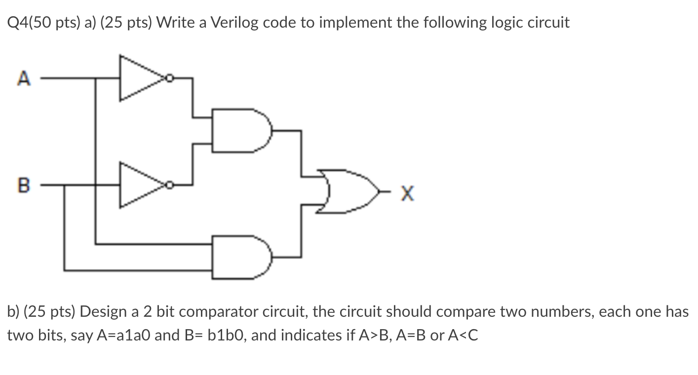 Solved Q4(50 pts) a) (25 pts) Write a Verilog code to | Chegg.com