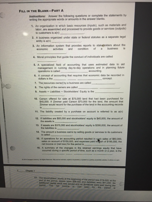 Solved An organization in which basic resources (inputs),