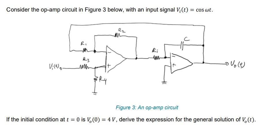 Solved Consider the op-amp circuit in Figure 3 below, with | Chegg.com