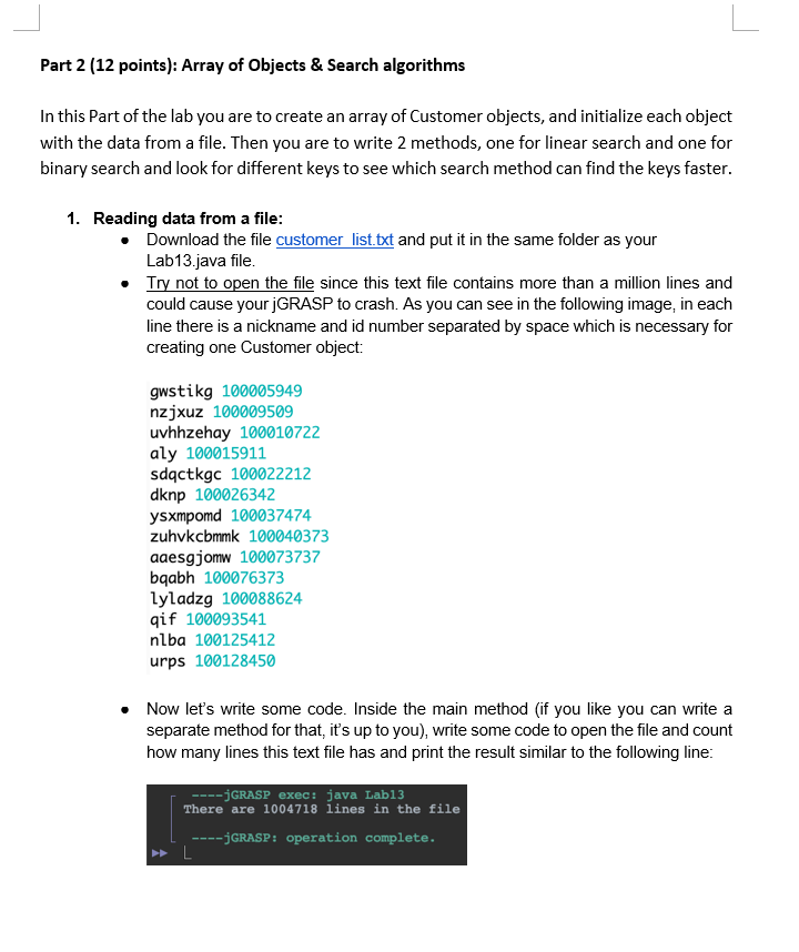 Part 2 (12 points): Array of Objects & Search | Chegg.com