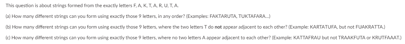 Solved This question is about strings formed from the | Chegg.com