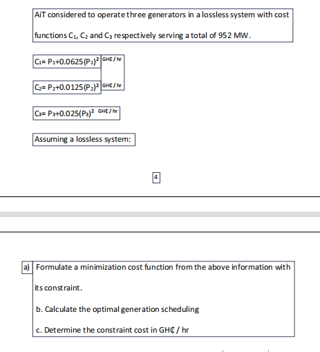 Solved Ait Considered To Operate Three Generators In A Chegg Com