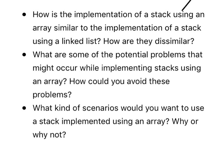 Solved How is the implementation of a stack using an array | Chegg.com