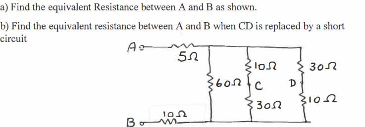 Solved A) Find The Equivalent Resistance Between A And B As | Chegg.com