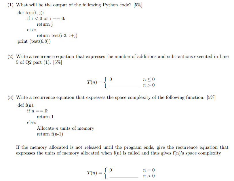Solved (1) What will be the output of the following Python | Chegg.com