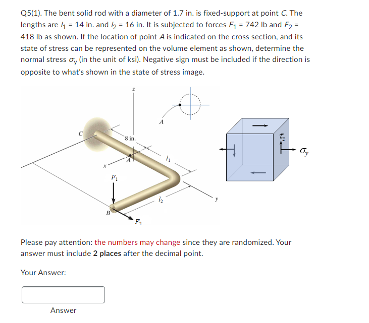 Solved A) Determine Normal Stress B) Determine Sheer | Chegg.com