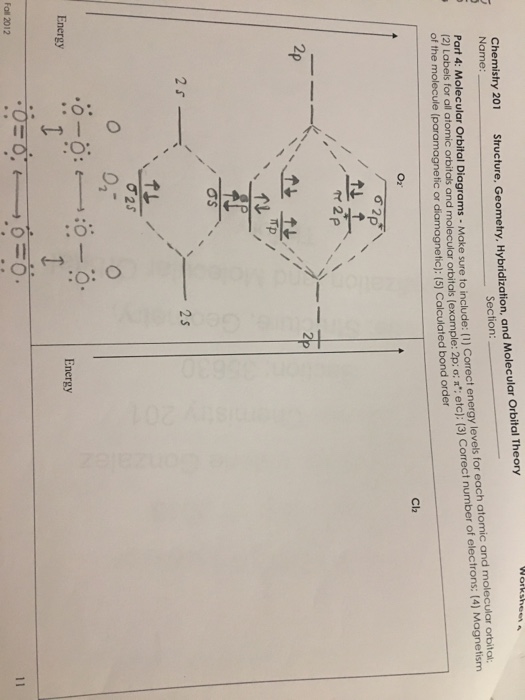 Solved: Worksheet Chemistry 201 Name: Structure, Geometry.... | Chegg.com