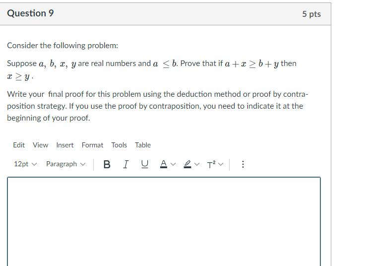 Solved Question 9 5 Pts Consider The Following Problem: | Chegg.com