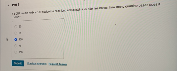 Solved Part B f a DNA double helix is 100 nucleotide pairs | Chegg.com