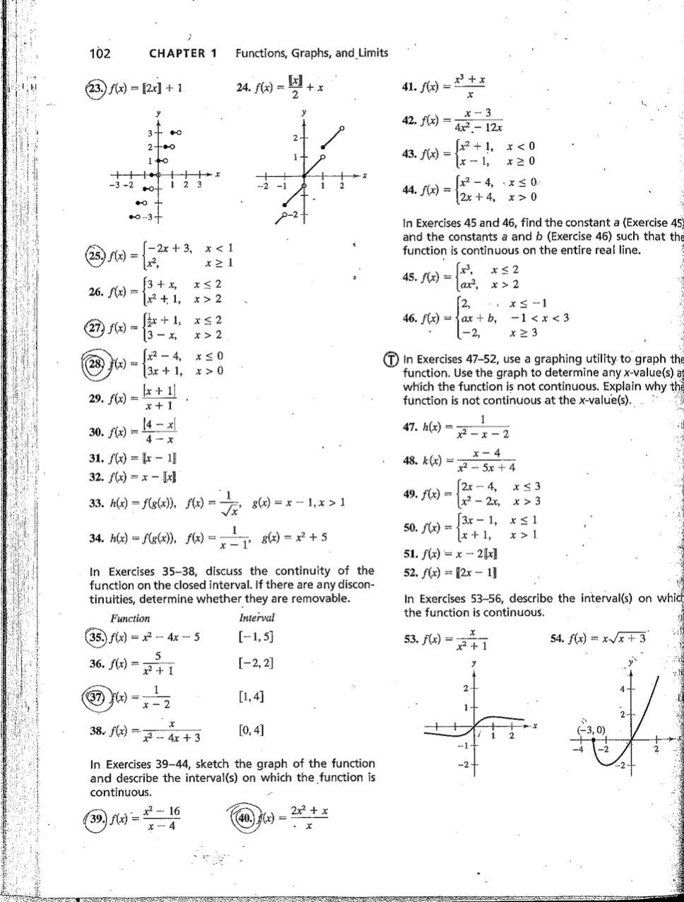 102 CHAPTER 1 Functions, Graphs, and Limits (23.) | Chegg.com