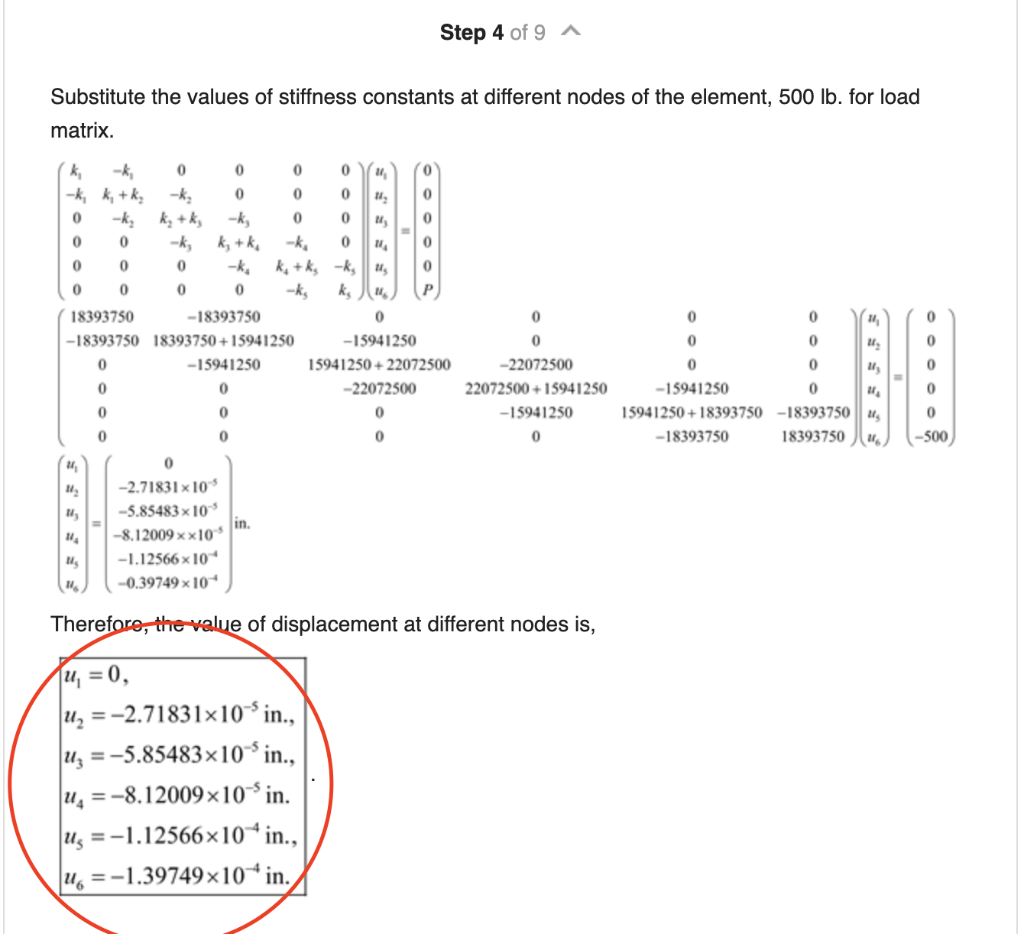 Solved How were the displacement values solved for in step 4 | Chegg.com